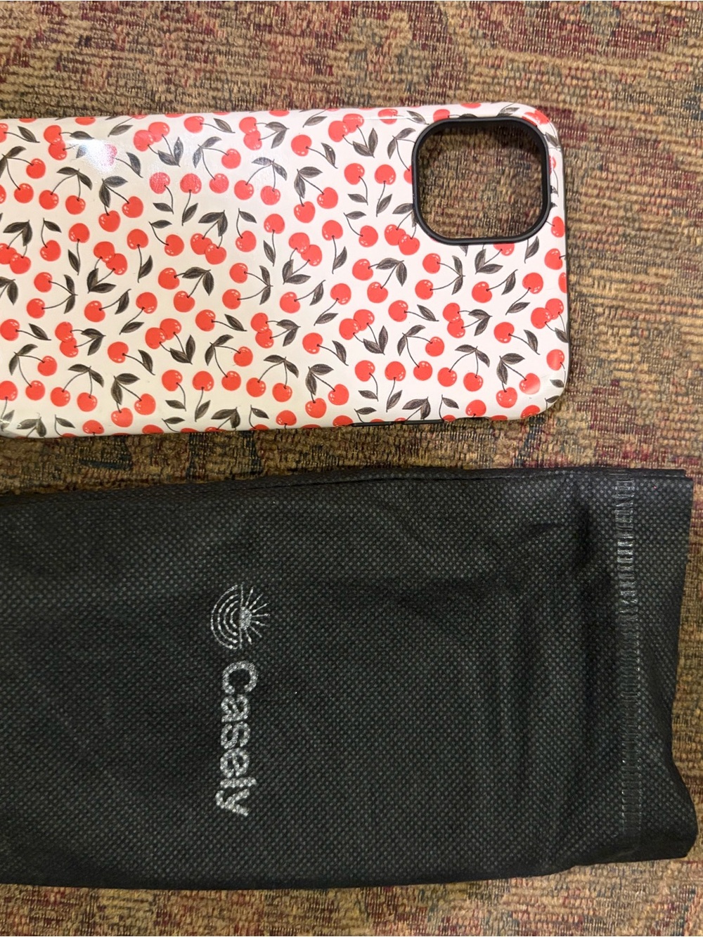 Casetify White Cherry Print Phone Case with Red Cherries